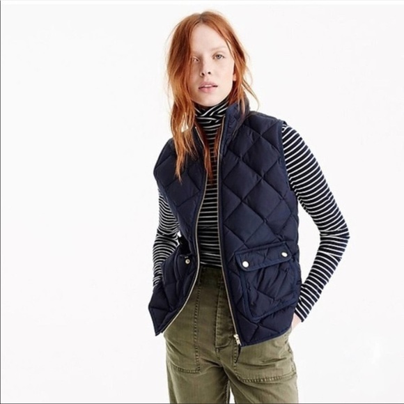 J. Crew Excursion navy down feather quilted puffer vest